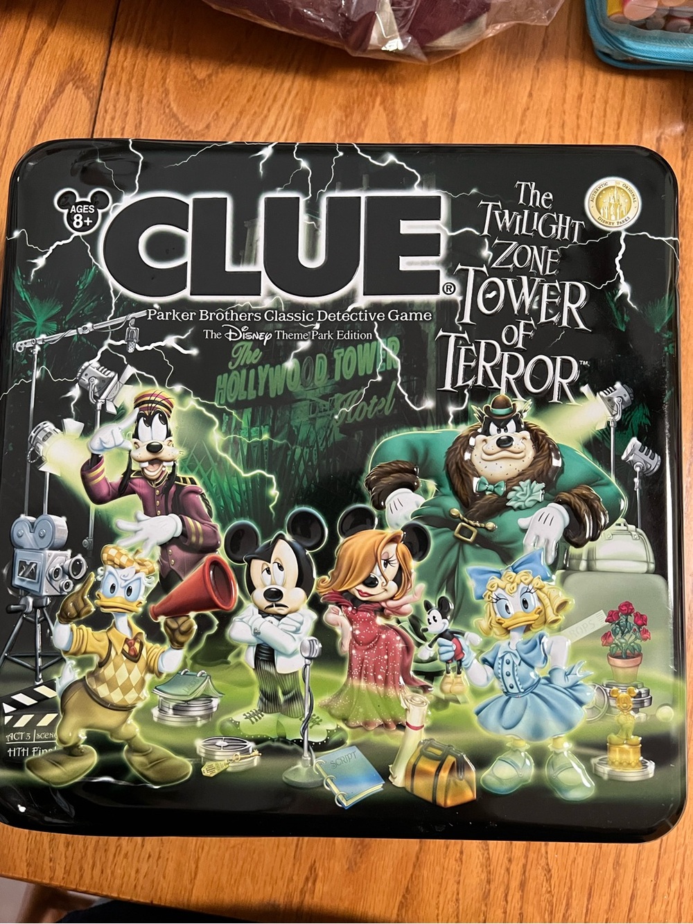 CLUE The Twilight Zone Tower of Terror Disney Edition Board Game - Black Tin